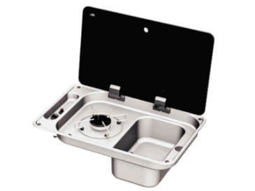 CAN 1 Burner Hob/RH Sink Combo with Glass Lid Stainless Steel