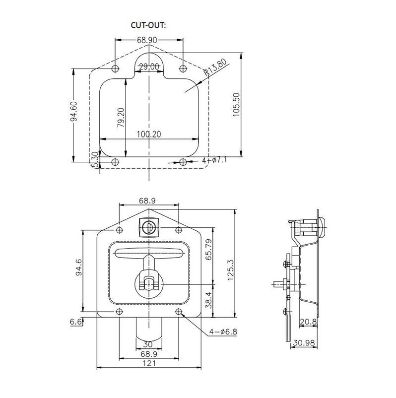 Folding T Handle Signature Series Low Profile Stainless Steel - Hole Mount