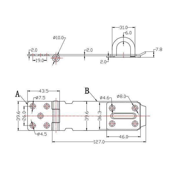 Hasp and Staple Latch Padlockable Stainless Steel - Large