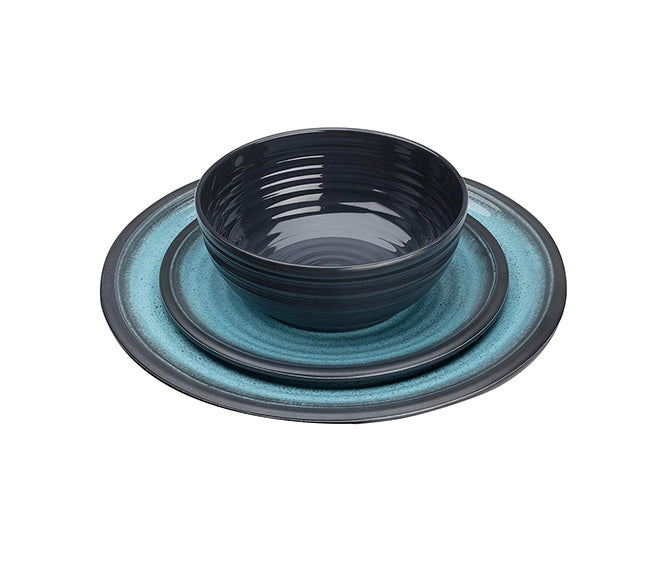 Melamine Essentials Dinner Set 12pc Granite Aqua