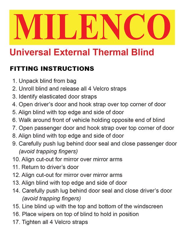 Milenco External Blind Set
