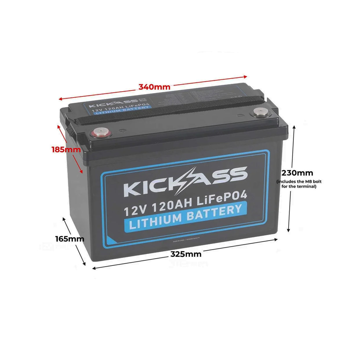 KickAss LiFePO4 Smart Lithium Battery 12V/120AH