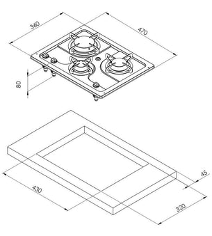 CAN 3 Burner Hob Marine Stainless Steel