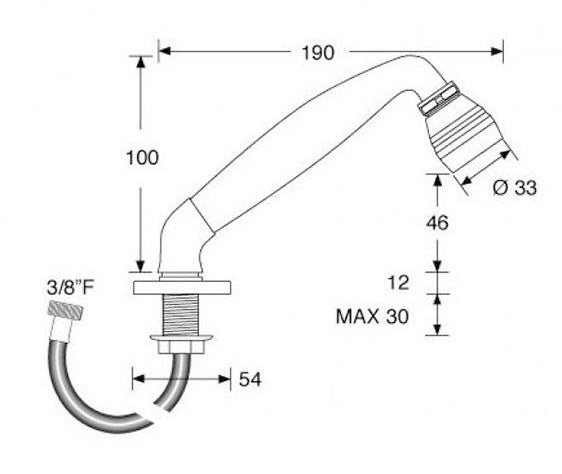 Camec Pull Out Shower Kit with Long Head - Chrome Hose 1.5m