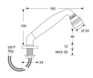 Camec Pull Out Shower Kit with Long Head - Chrome Hose 1.5m
