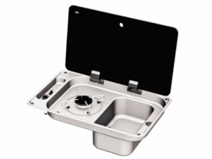 CAN 1 Burner Hob/RH Sink Combo with Glass Lid Stainless Steel