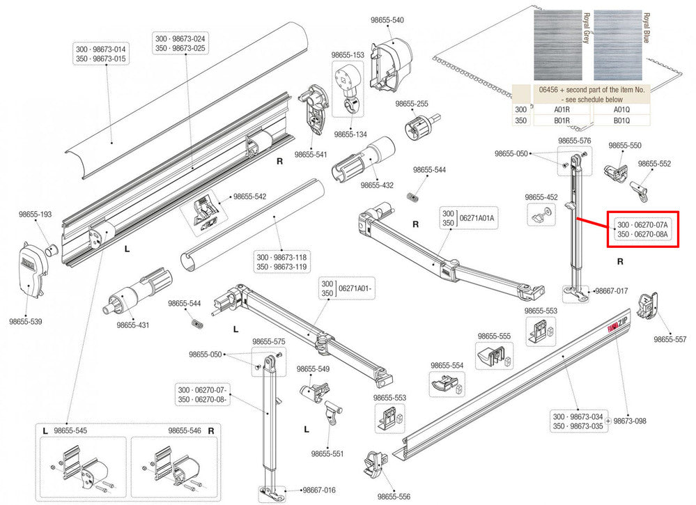 Fiamma Awning Part - F45s 350/400/450 Leg Complete RH