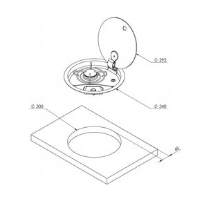 CAN 1 Burner Hob with Glass Lid Stainless Steel