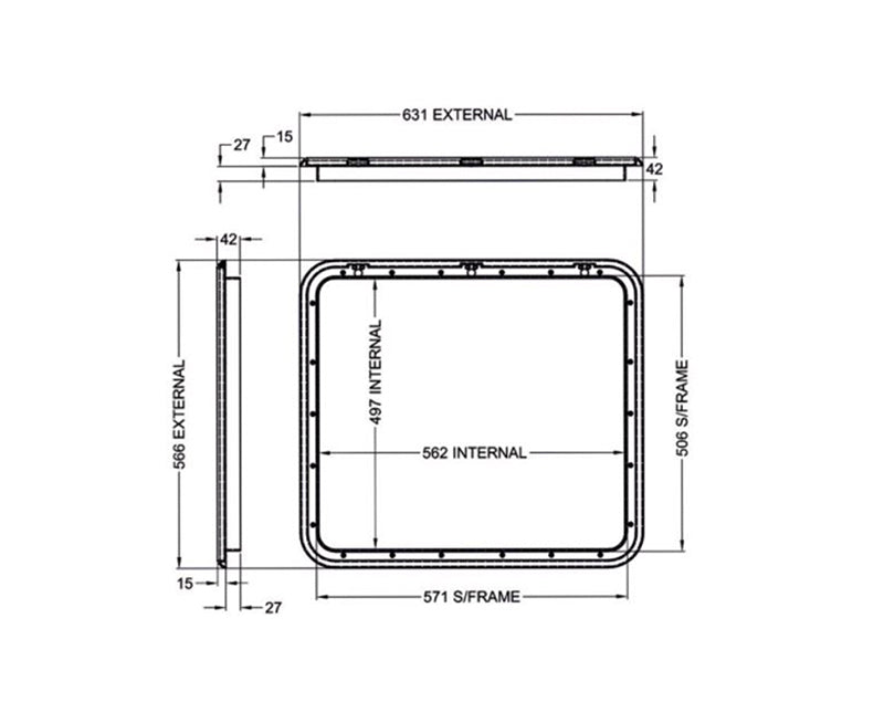 Coast RV Service Door 4 with Locks Black 566 x 631mm