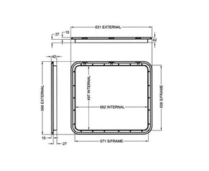 Coast RV Service Door 4 with Locks Black 566 x 631mm