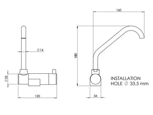 CAN Sink Mixer/Tap Folding Chrome