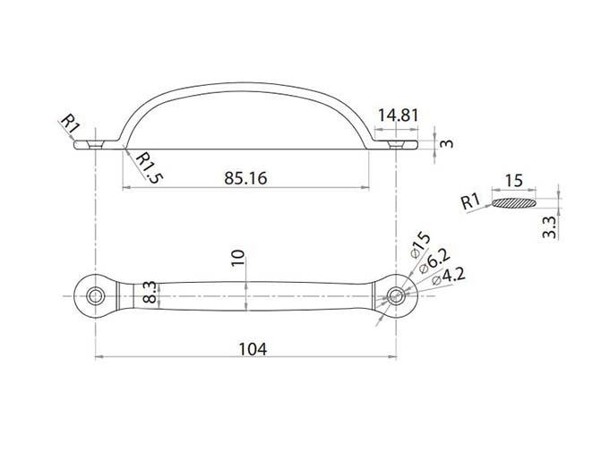 Grab Handle Stainless Steel 119mm