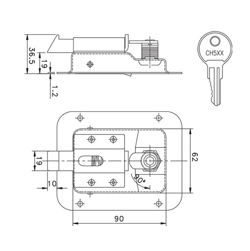 Paddle Slam Latch Stainless Steel Locking - Small