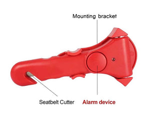 Emergency Window Hammer and Seat Belt Cutter with Alarm