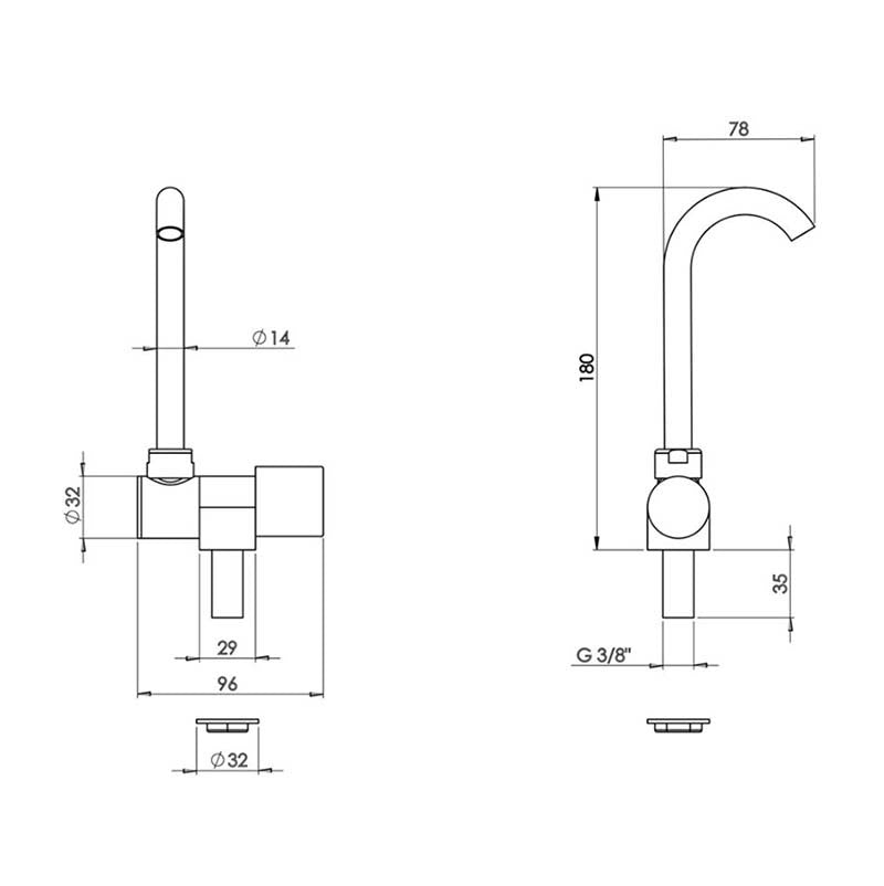 CAN Sink Cold Tap Folding Chrome