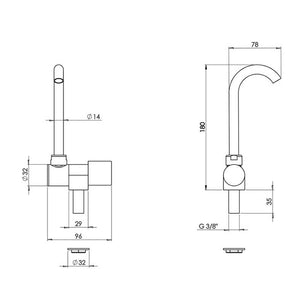 CAN Sink Cold Tap Folding Chrome