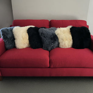Classic NZ Sheepskin Cushion with Wisewool Inner Grey