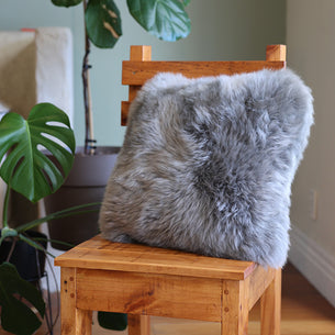 Classic NZ Sheepskin Cushion with Wisewool Inner Grey