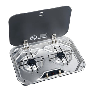 Dometic 2 Burner Hob with Glass Lid - Piezo Ignition