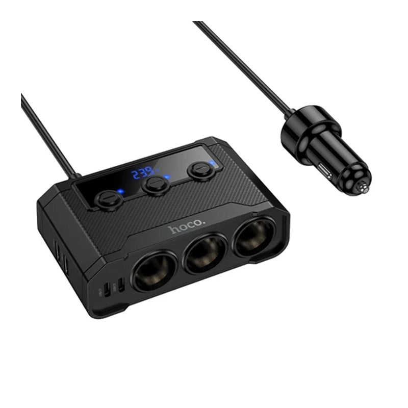 HOCO 3 Sockets and 4 Ports USB Car Charger Hub 240W
