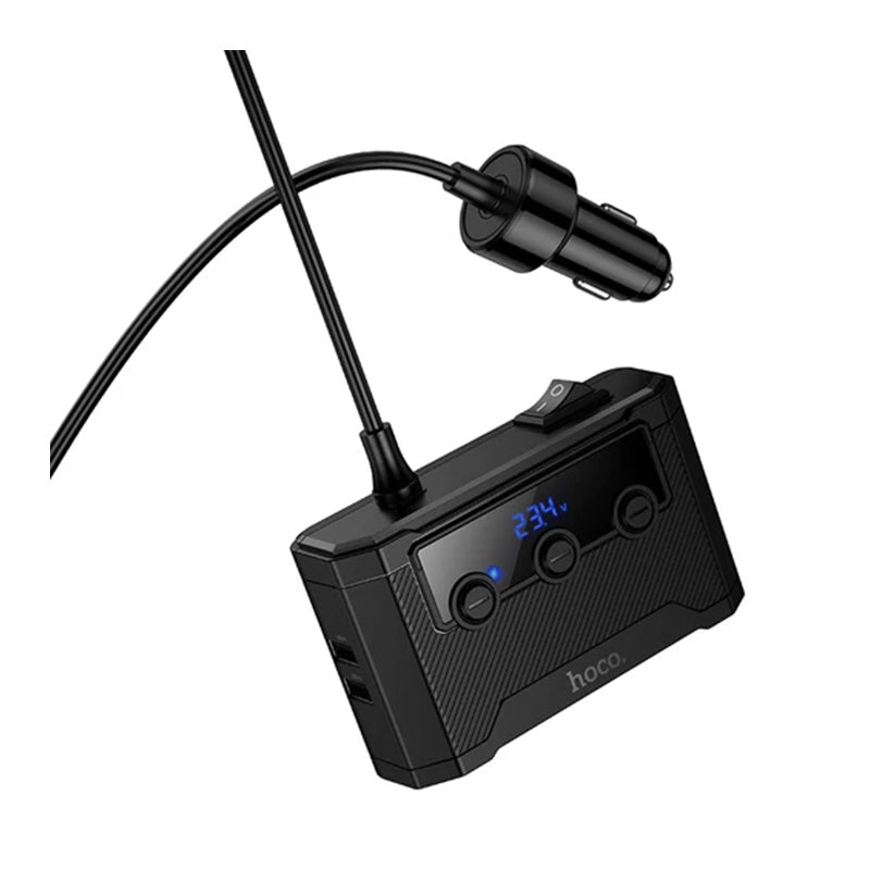 HOCO 3 Sockets and 4 Ports USB Car Charger Hub 240W