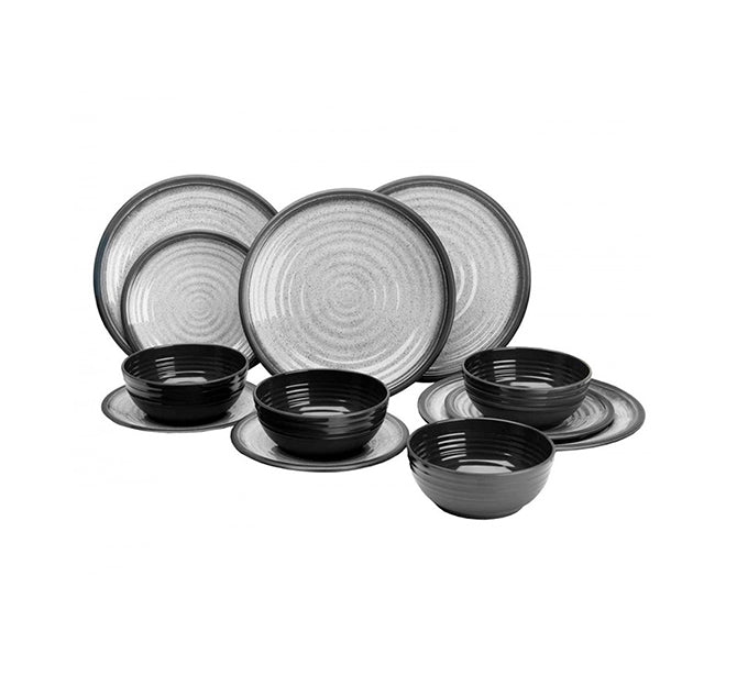 Melamine Essentials Dinner Set 12pc Granite Grey