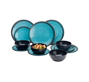 Melamine Essentials Dinner Set 12pc Granite Aqua***