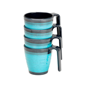 Melamine Essentials Mug Set 4pc Granite Aqua***