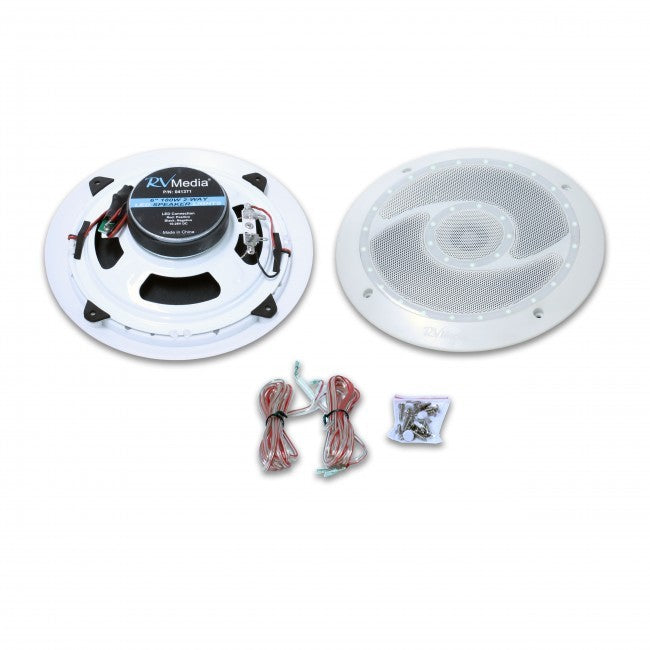 RV Media Internal Speakers with Light 6" 180W White 2pk