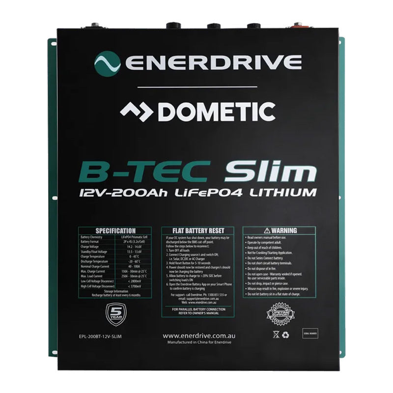 Enerdrive B-Tec Slimline Lithium Battery 200AH/12V***