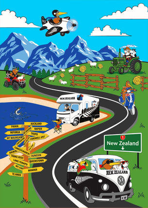 Prokiwi Tea Towel Roadtrip