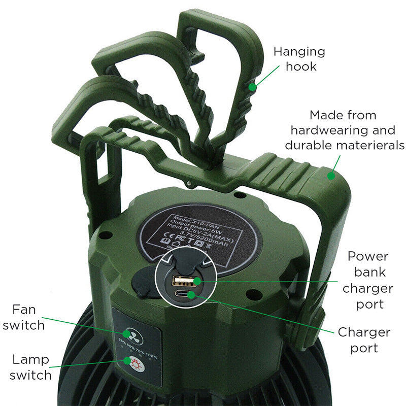RVSC 3-in-1 Fan Lantern with Remote Rechargeable