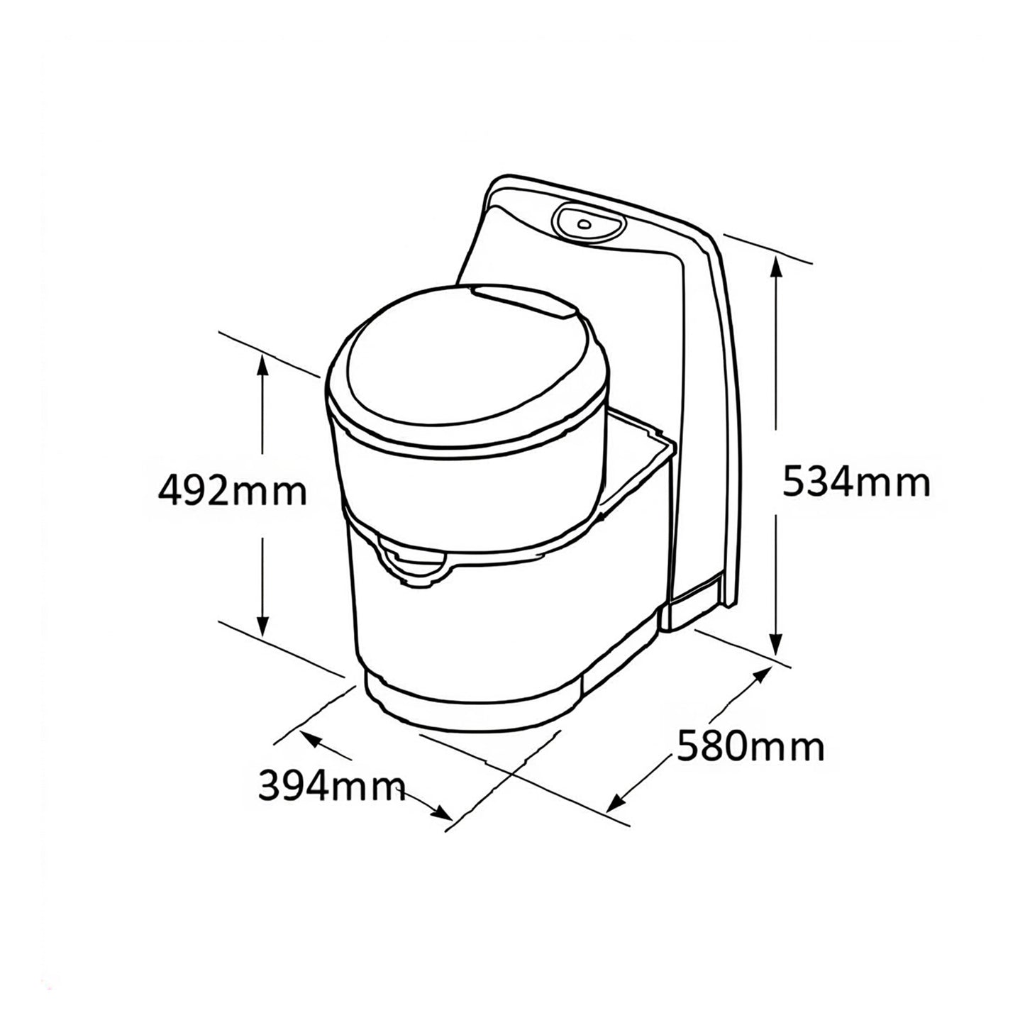 Thetford C223-CS Cassette Toilet with Electric Flush - No Door