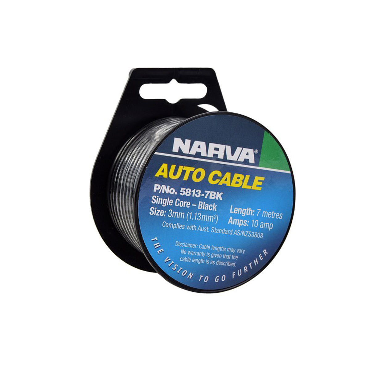 Narva Auto Cable Single Core 3mm/10Amp Black 7m
