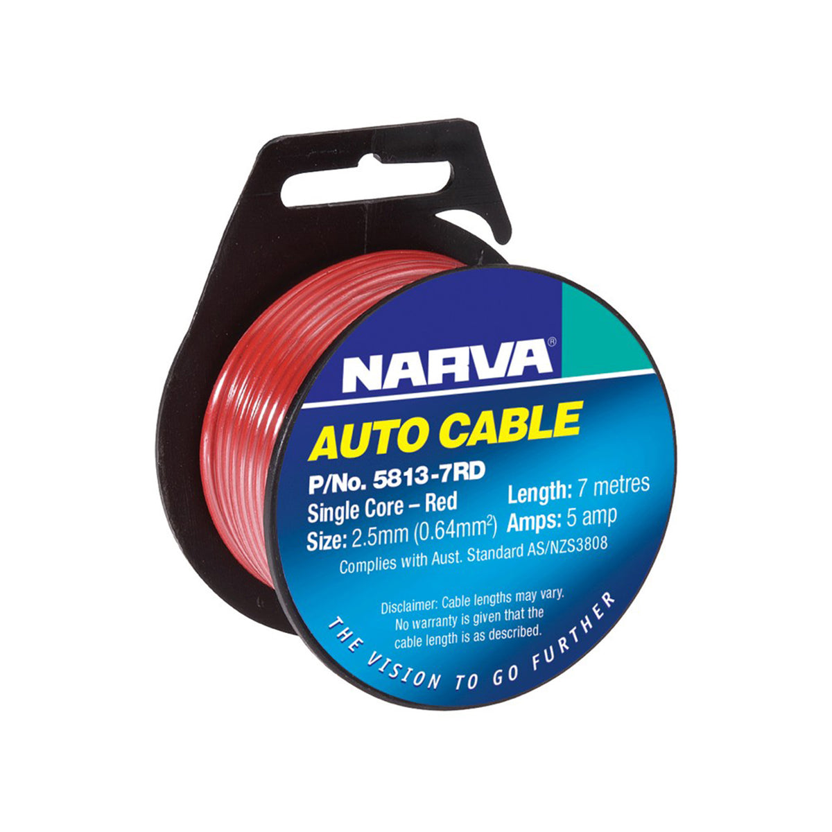 Narva Auto Cable Single Core 3mm/10Amp Red 7m