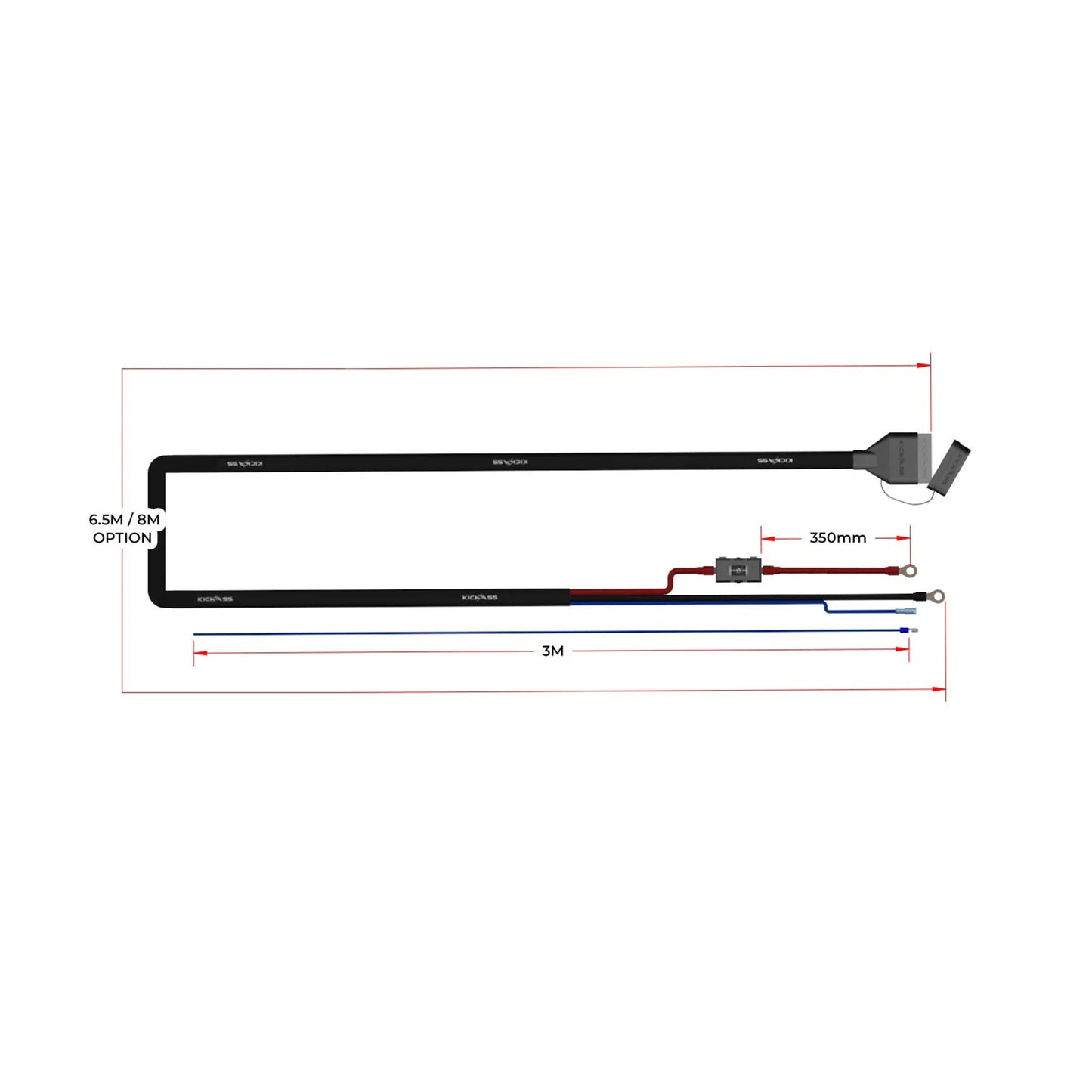 KickAss Dual Battery DC/DC Wiring Kit 6.5m