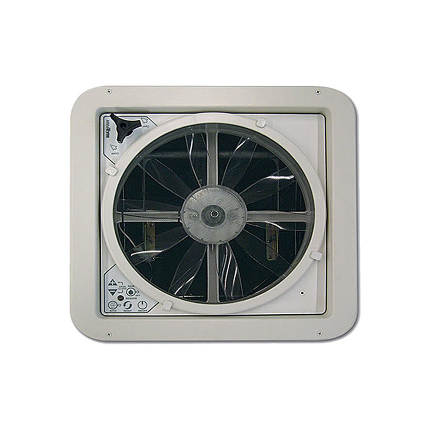 MaxxAir Maxxfan Deluxe Fan/Vent Power Lift 14" x 14"