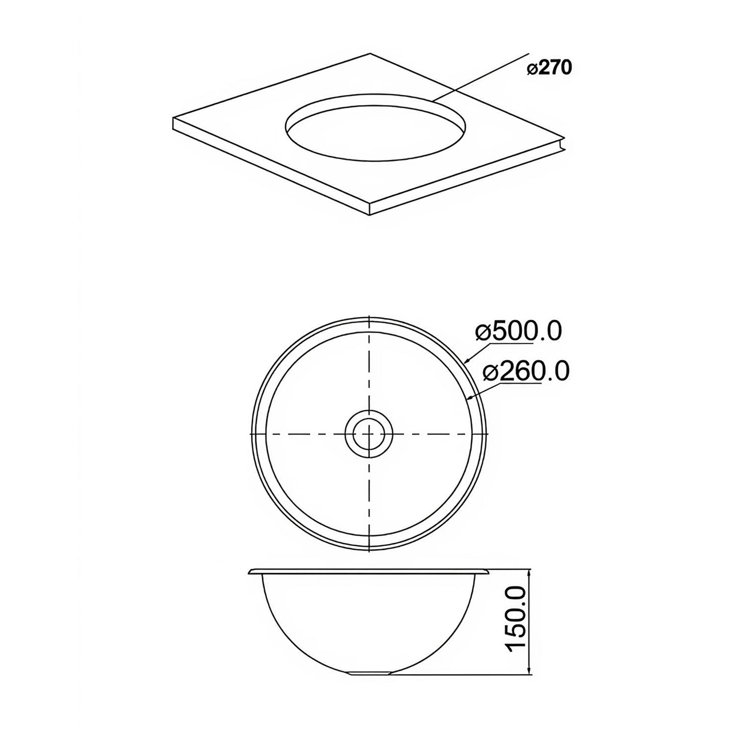Everroam Round Sink (340 x 150mm)