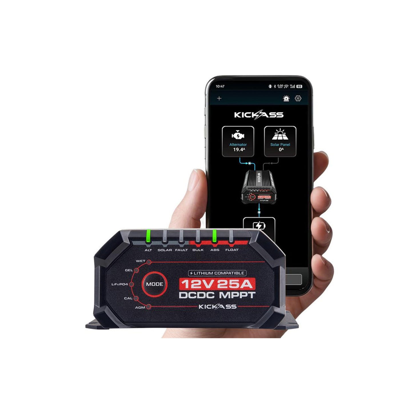KickAss Smart DC/DC Charger with MPPT Solar Controller 12V/24V 25A