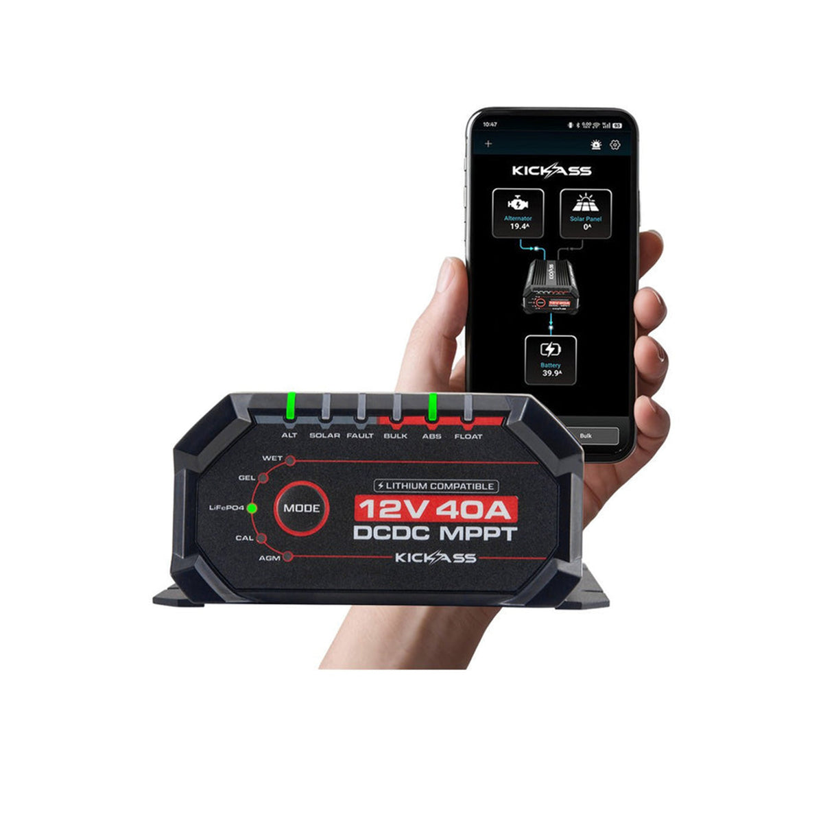 KickAss Smart DC/DC Charger with MPPT Solar Controller 12V/24V 40A