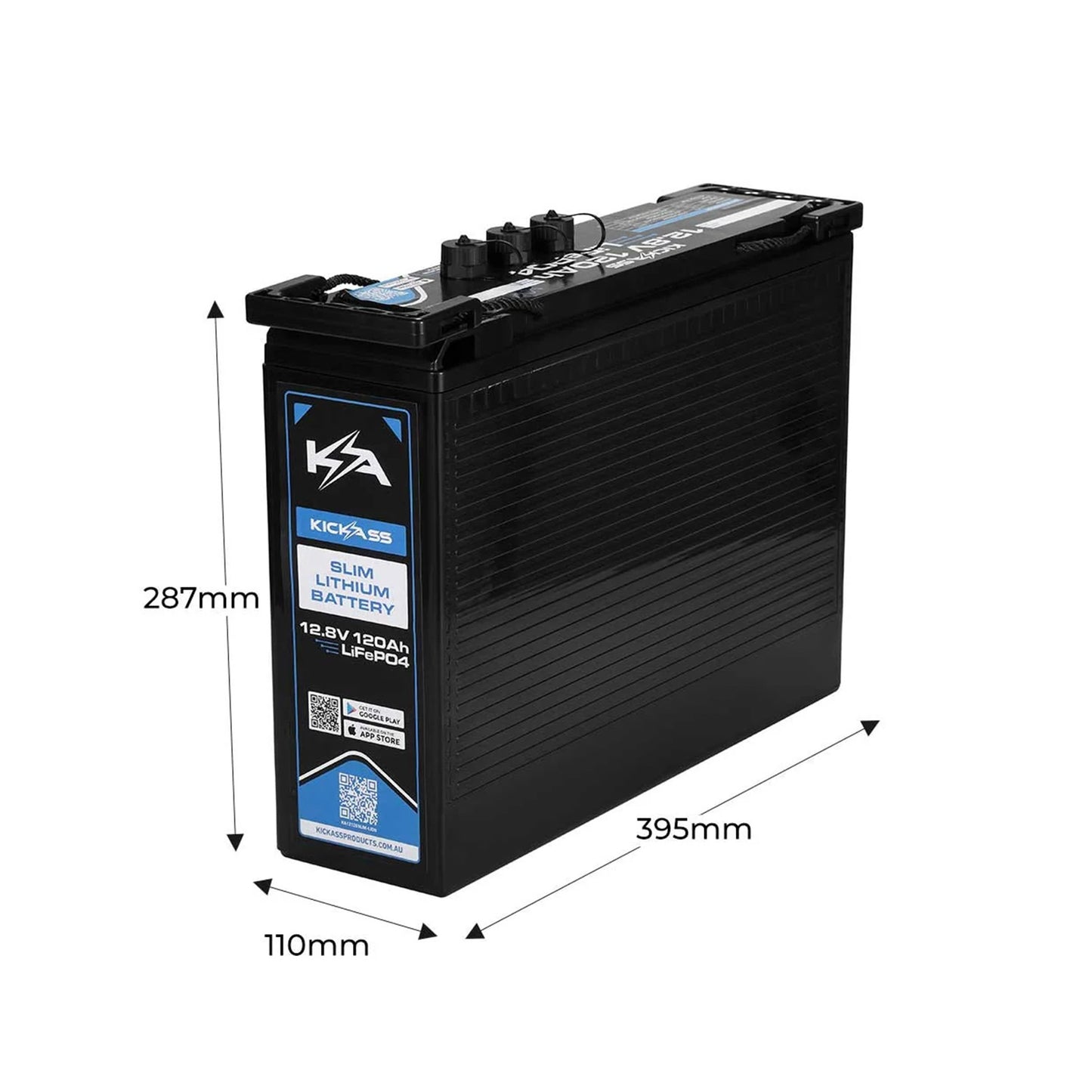 KickAss LifePO4 Smart Slimline Battery 12V/120AH