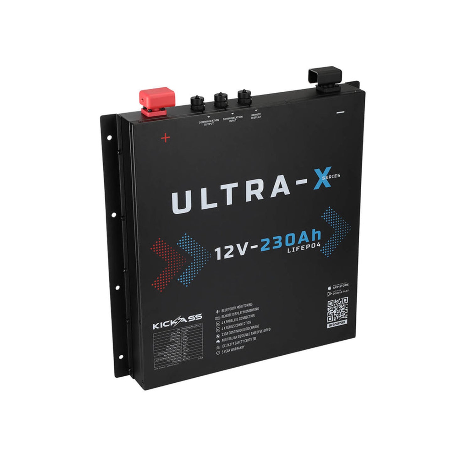 KickAss LiFePO4 Smart Ultra-X Lithium Slimline Battery 12V/230AH