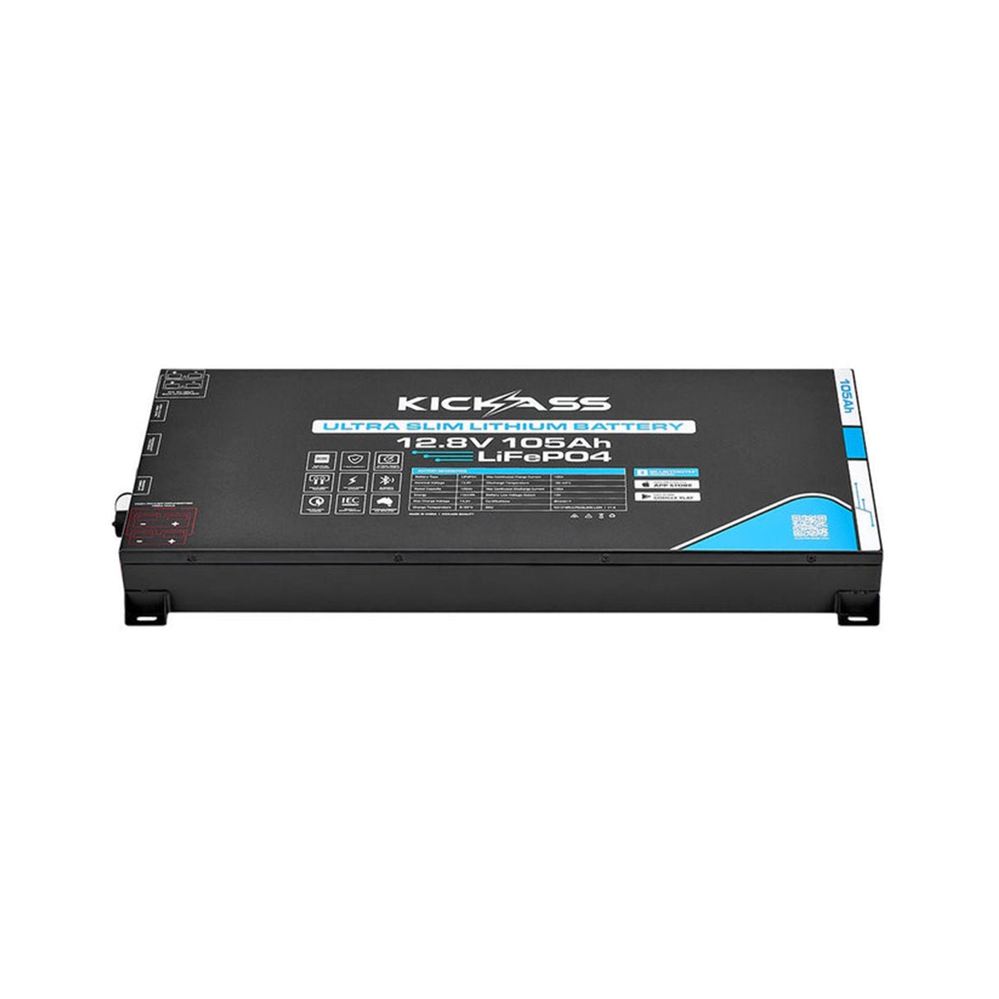 KickAss LiFePO4 Smart Ultra Slimline Lithium Battery 12V/105AH